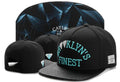 Side view of cotton snapback baseball cap with adjustable closure, 56-60cm fit for men and women