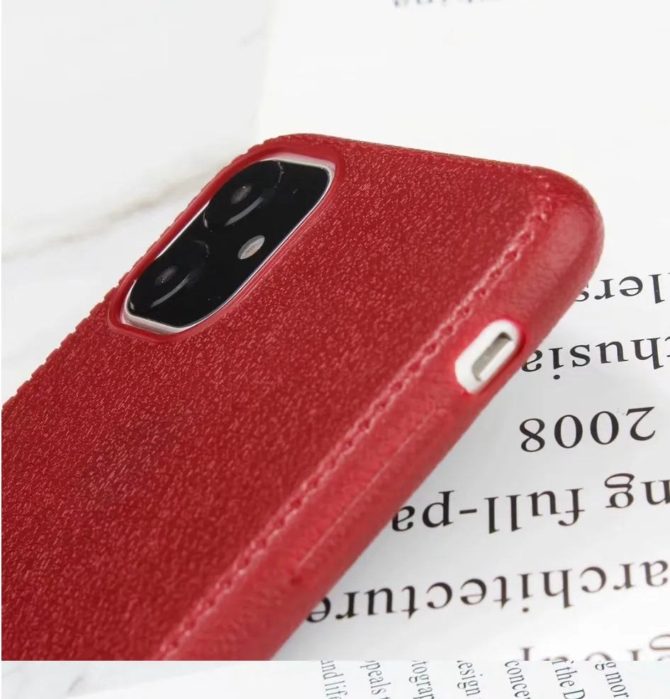 Leather iPhone case with TPU inner shell in Black, Brown, Navy Blue and Wine Red colours