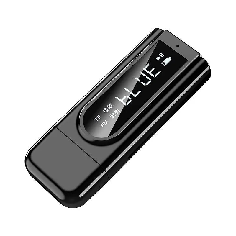 Black USB car FM Bluetooth receiver with USB and AUX interfaces for MP3 playback