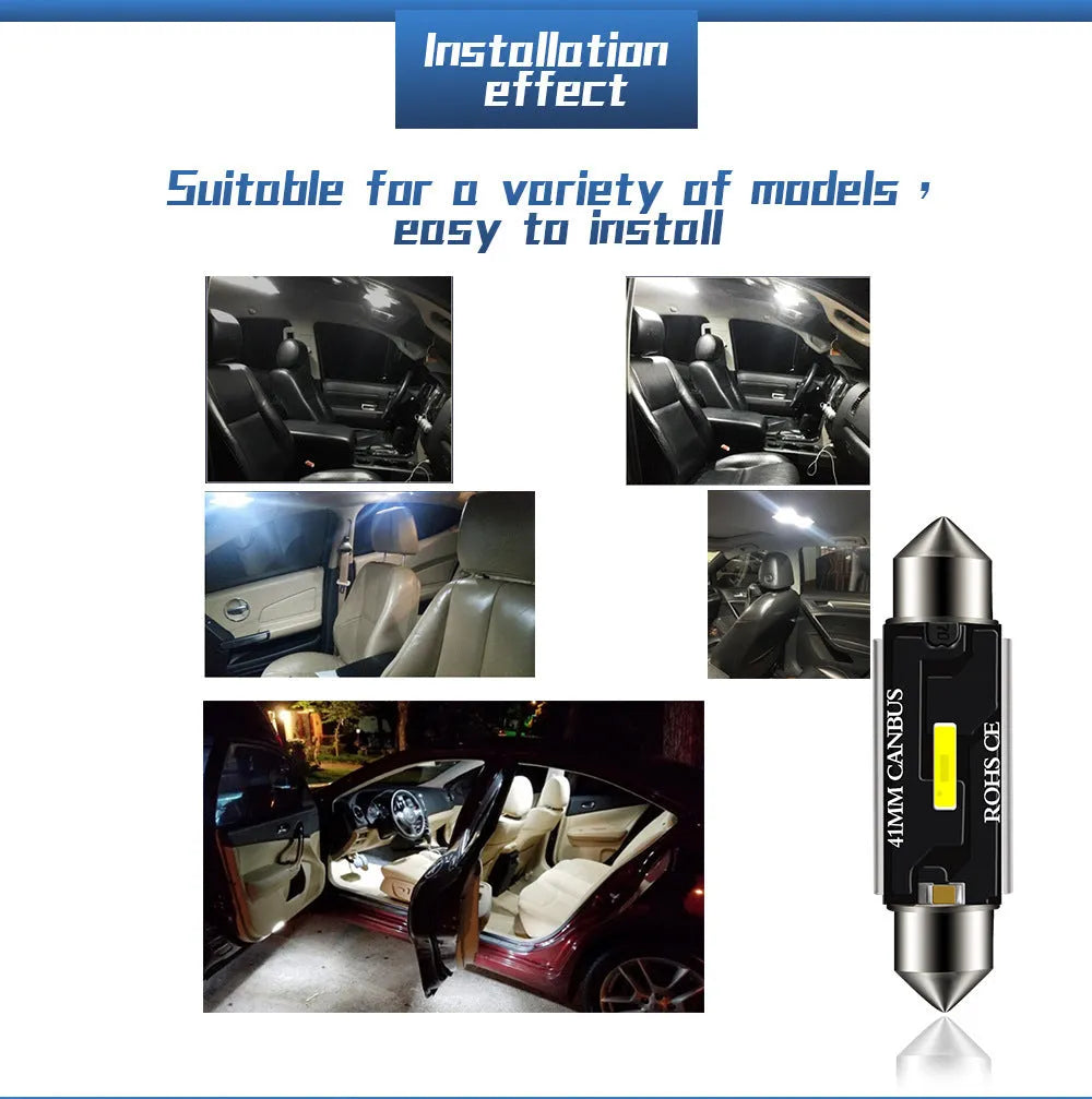 12V 12-LED car reading light white 3W universal interior dome light 31-41mm