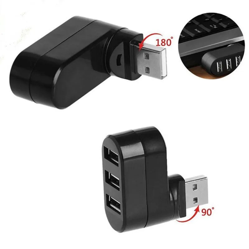 Notebook expansion multi-port splitter converter USB hub in black ABS housing