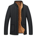 Winter men jacket polyester fibre warm outerwear stand collar full-length zip Asian sizes XL to 4XL