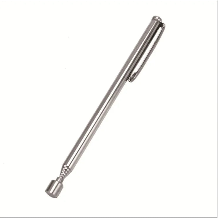 Stainless steel retractable magnetic pickup tool extended to 53cm on a workshop bench