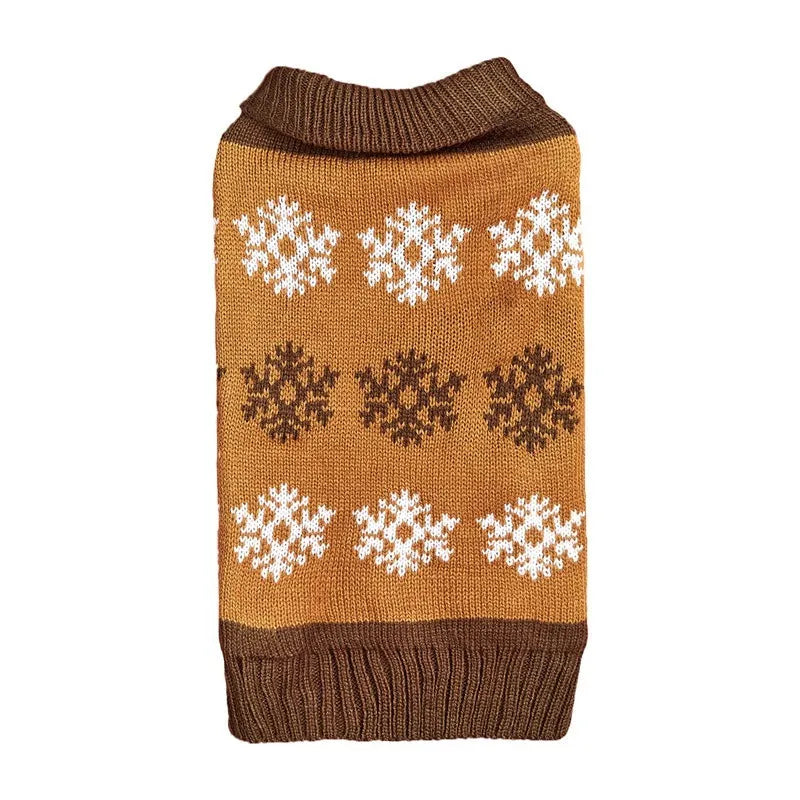 Grey dog Christmas sweater with snowflake and reindeer pattern for winter pet clothing
