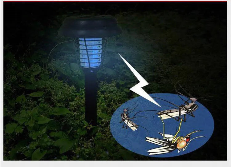 Black solar insect killing lamp with UV light for garden mosquito control