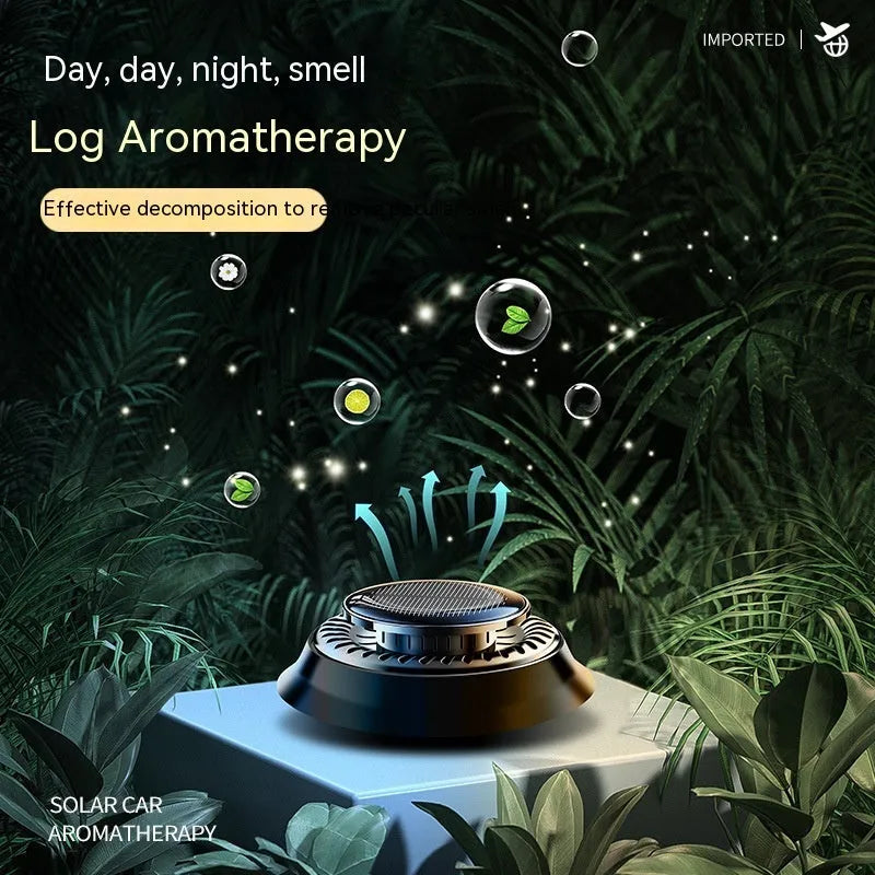 Solar-powered car aromatherapy diffuser with electromagnetic de-icing function in compact design