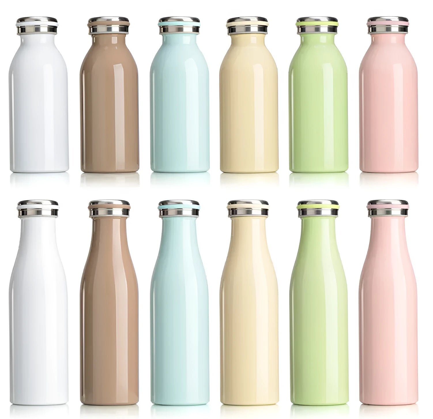 Milk vacuum water bottle 304 stainless steel insulated 500ml 24cm x 7cm with leak-proof lid, colour coffee