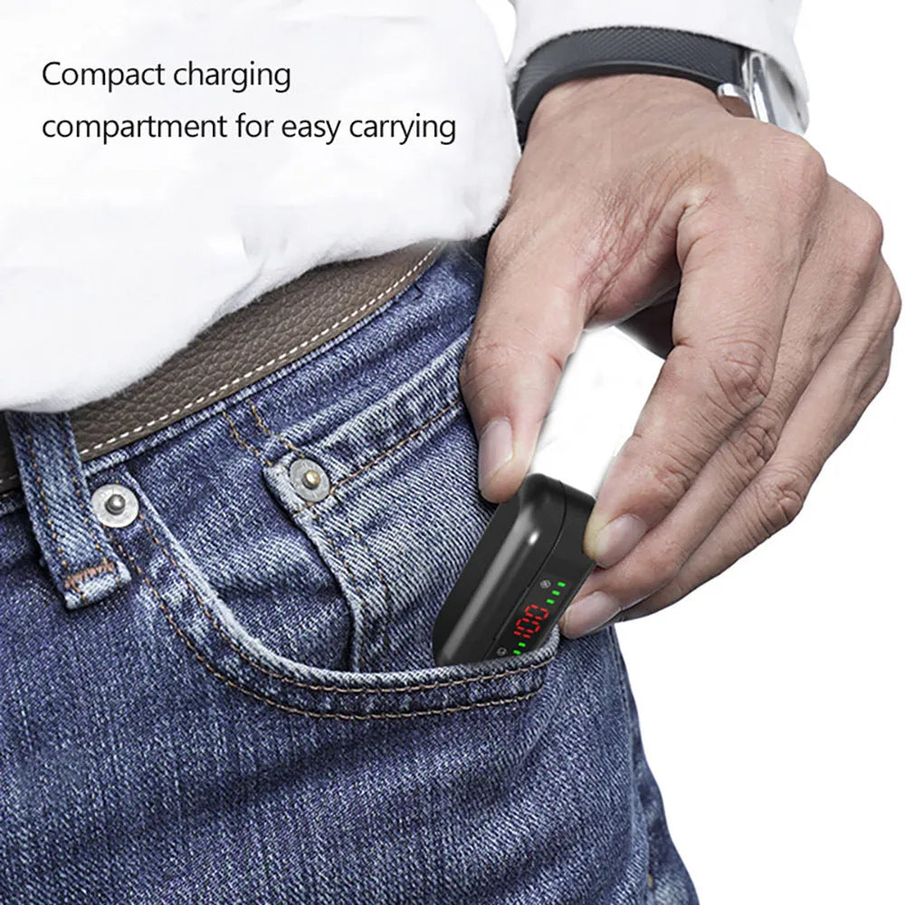 Black Bluetooth earphone with earplug design, battery display, and voice control
