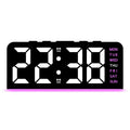 Plastic electronic alarm clock with LED display, 10mm thickness, available in multiple colour combinations