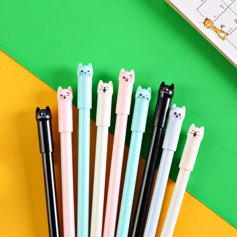 Pendulum cat gel pen with decorative charm and 0.5mm tip in assorted ink colours