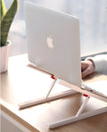 White aluminium laptop stand for Apple MacBook with folding design