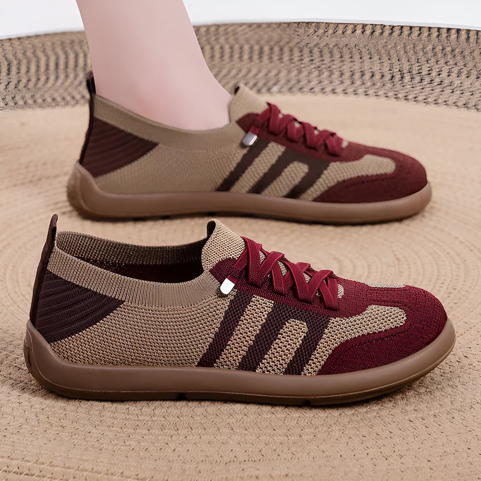 Retro German training shoes in flyknit mesh with polyurethane soles