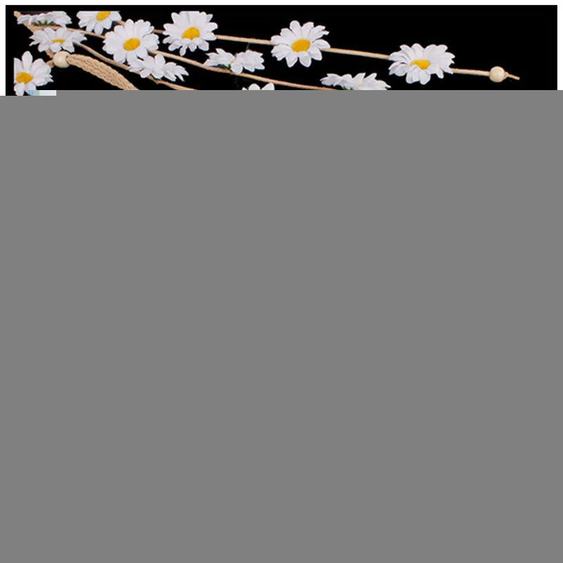 Handmade sun flower headdress garland hair band with Korean velvet and wooden beads in a bohemian style