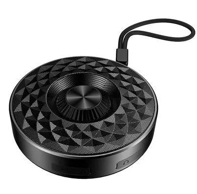 Mini wireless Bluetooth speaker in black, orange, and silvery white colour options.