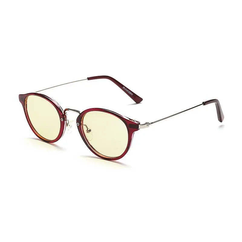 Blue light blocking reading glasses frame in purple leopard print with full frame design