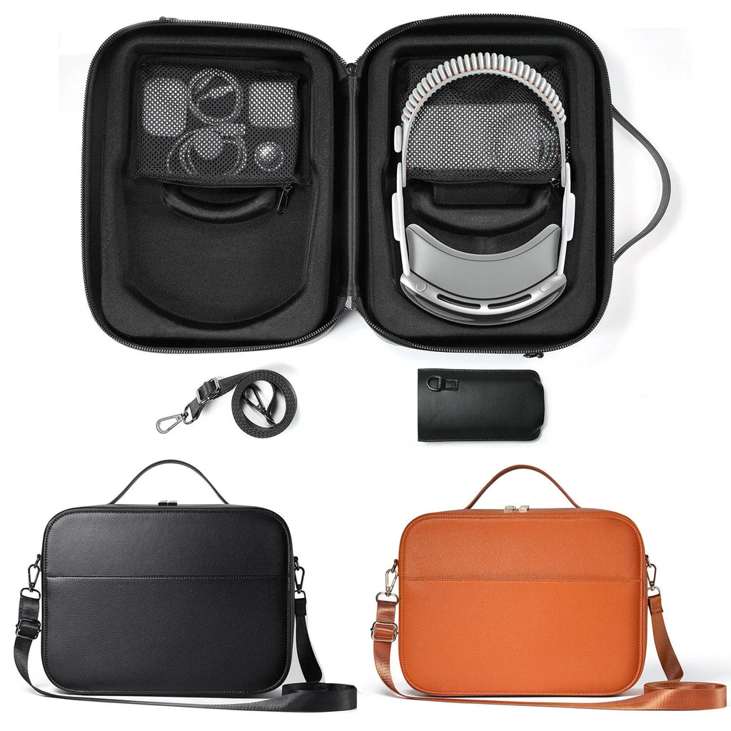 Black MR glasses storage box for Apple Vision Pro headset, showing internal space and Superfiber construction.