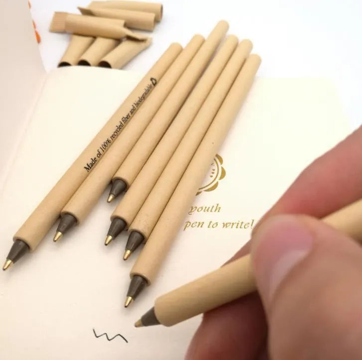 Kraft paper tube ballpoint pen QH-6030 with bullet 1.0mm tip on white background