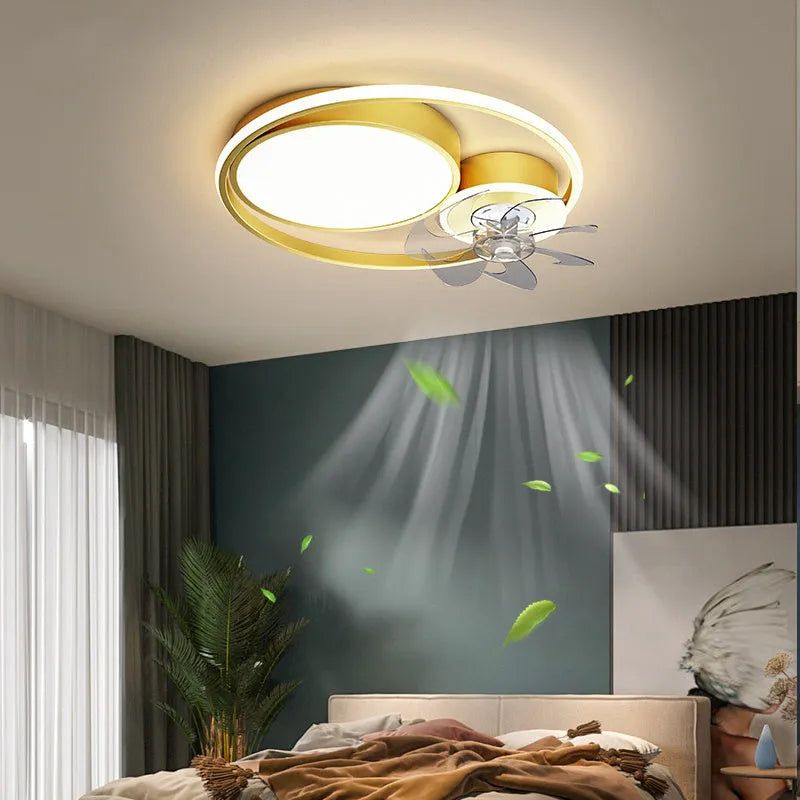 48cm black or gold ceiling fan light with integrated acrylic lampshade and suction mount.