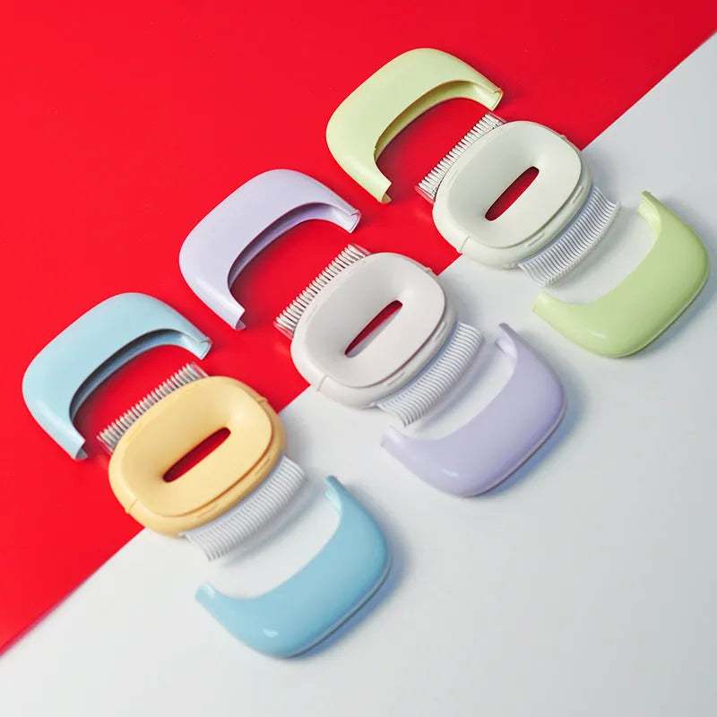 Dual-use pet comb with cleaning needle in blue, green, or purple colour options