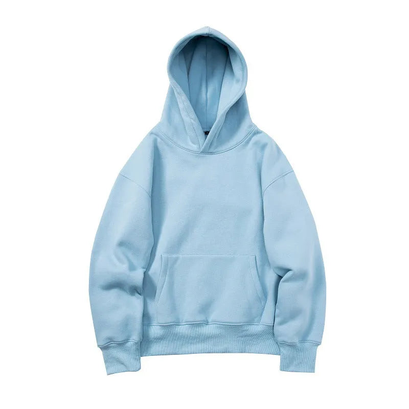 Cotton hoodie with lapel collar in Army Green, size M, front view on a white background
