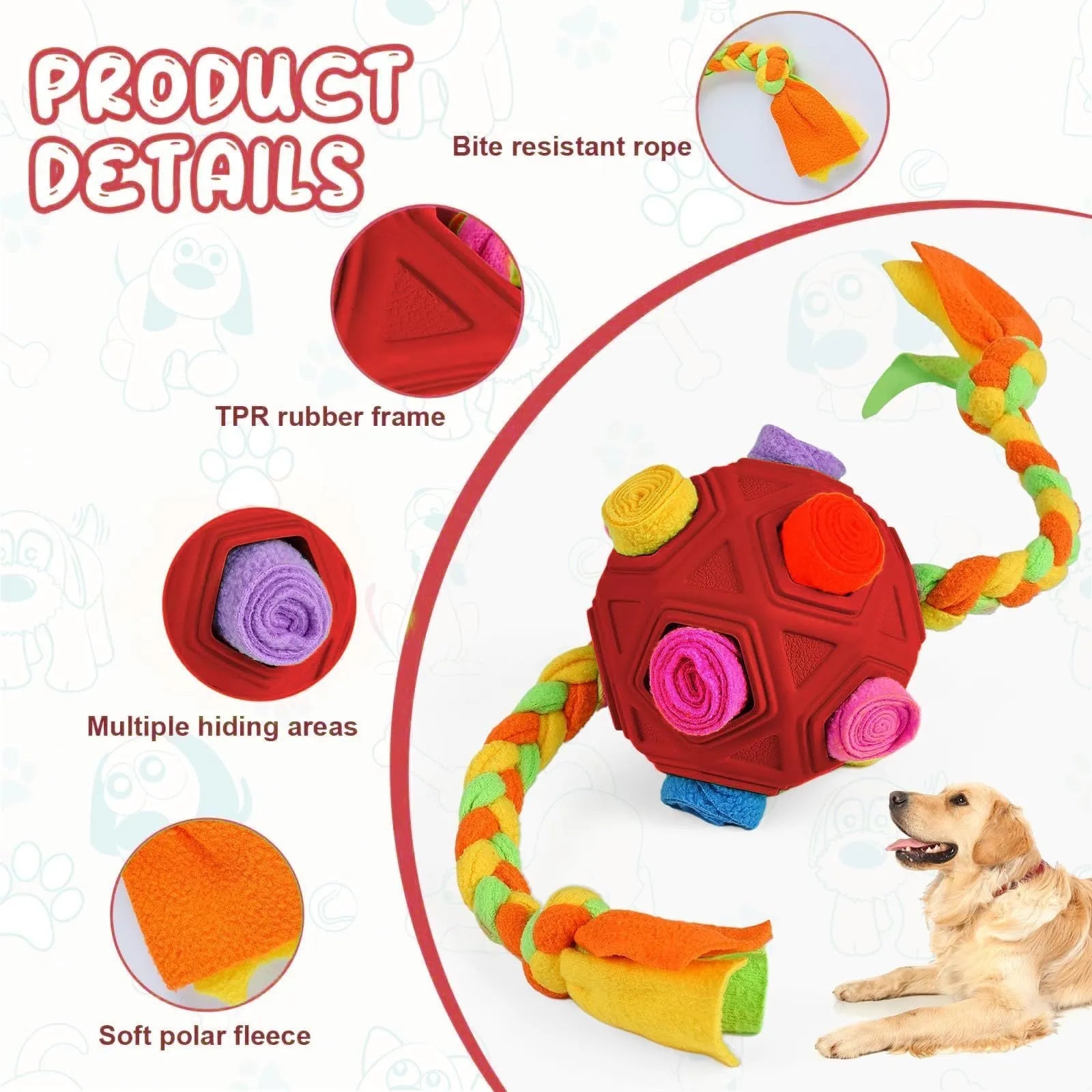 Blue TPR rubber sniffing ball dog puzzle toy for interactive training