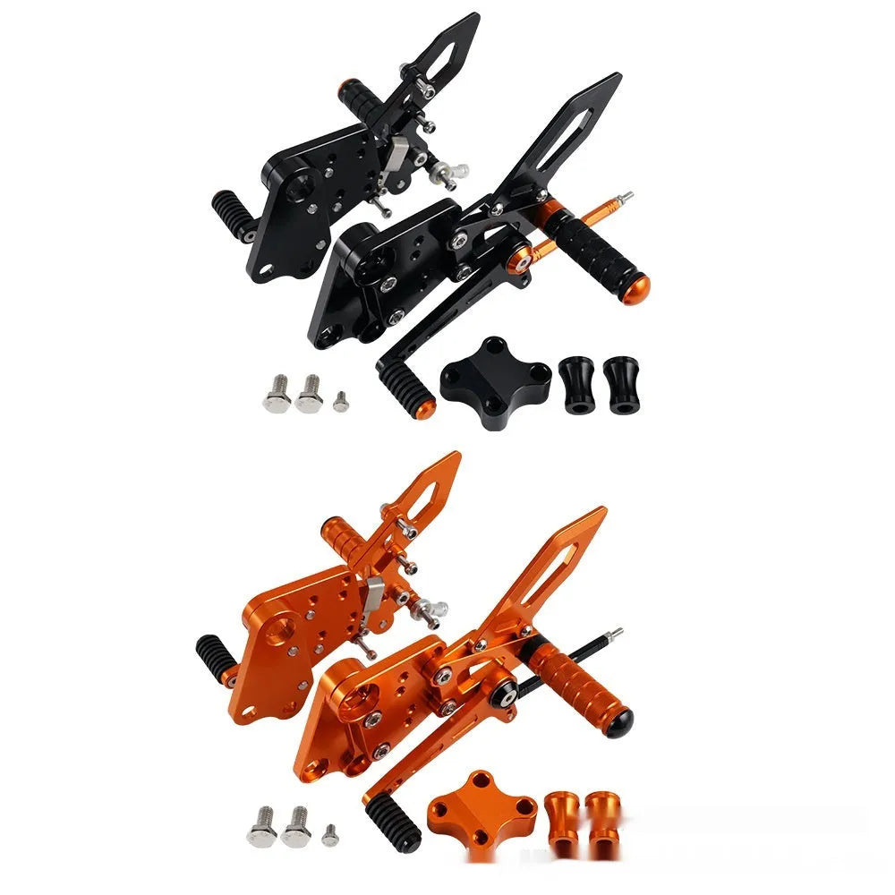 KTM Duke motorcycle black and orange foot pedal support assembly modification kit