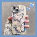 Pink plastic phone case with colour oil painting butterfly print for iPhone 11-15 series