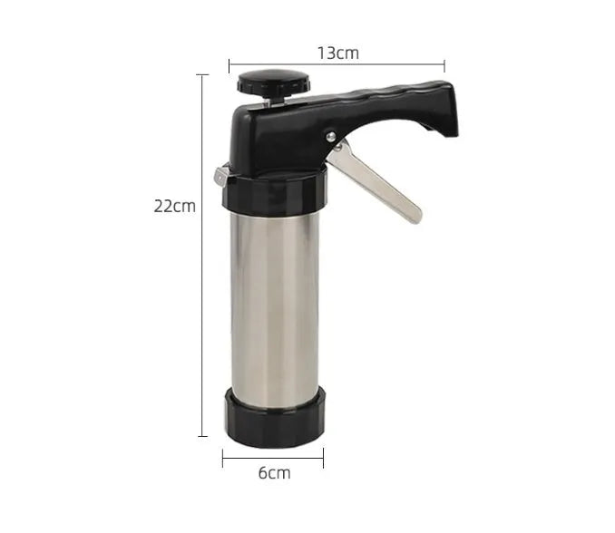 Stainless steel biscuit press cookie machine with 13 mould discs and 8 icing nozzles for home baking