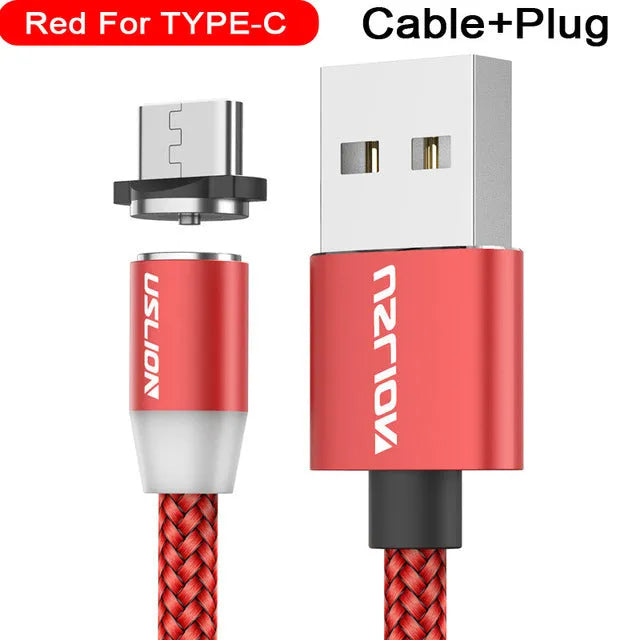 USLION circular magnetic charging cable with aluminium alloy housing and LED indicator