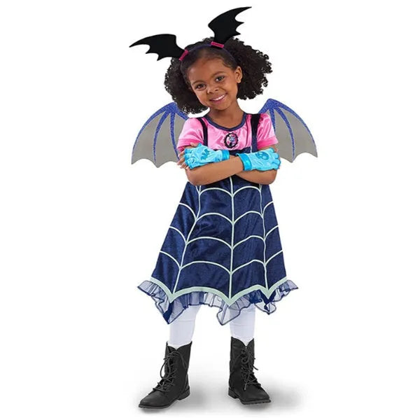 Blue cotton princess Halloween dress for children with short sleeves and Asian sizing