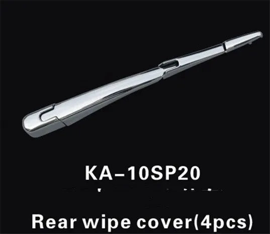 Four silvery ABS plastic rear window wiper cover trim strips for 2010 Hyundai cars