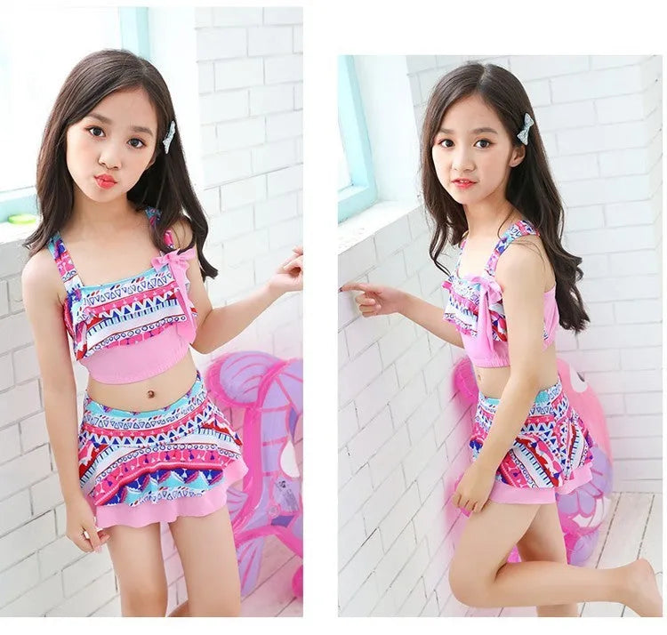 Kids swimsuit baby bikini set in polyester fibre, blue colour, available in sizes S to 3XL