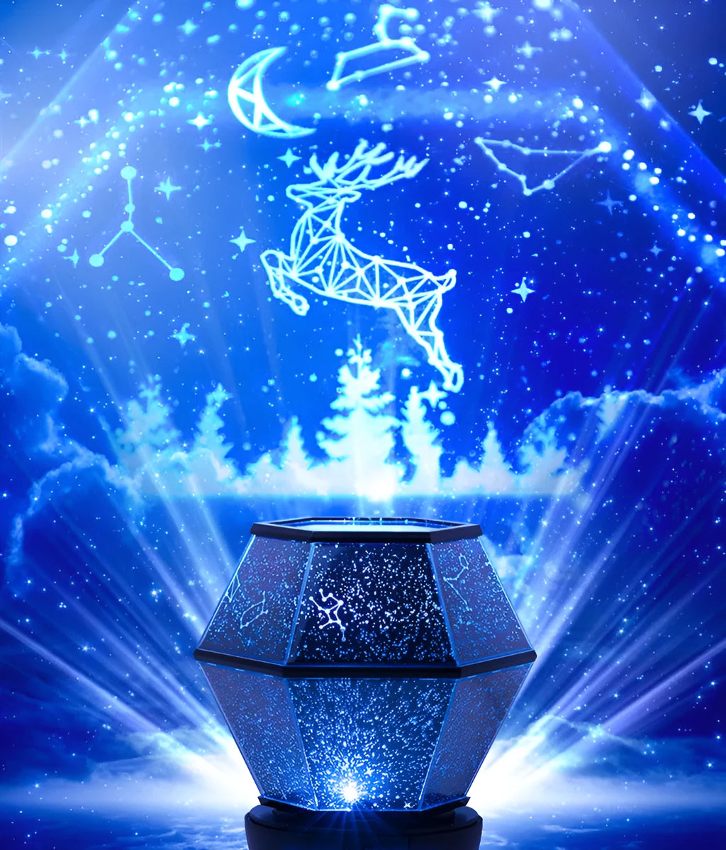 Children's rotating star night light projecting 3 colour changing dreamlike starlight.
