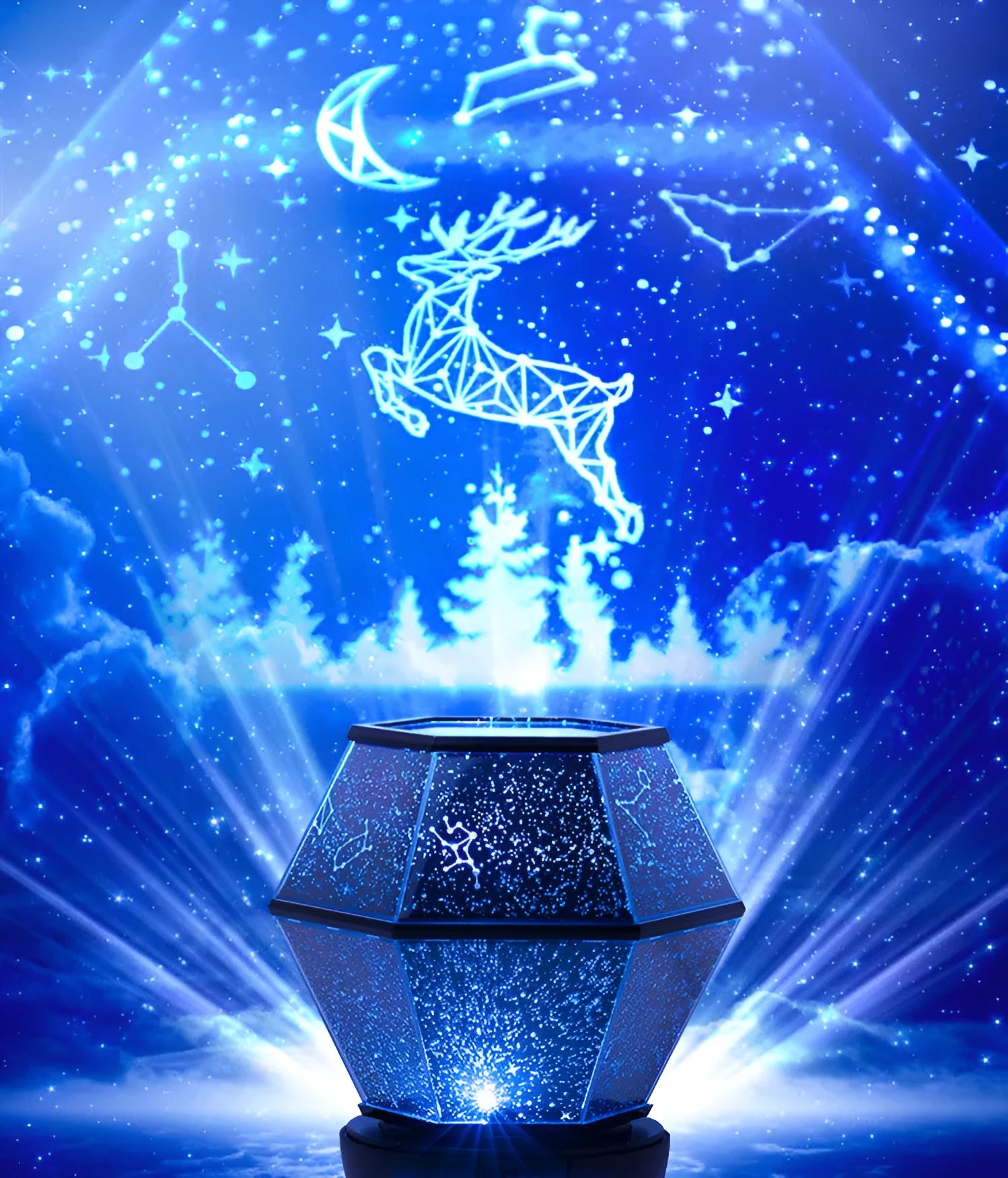 Children's rotating star night light projecting 3 colour changing dreamlike starlight.