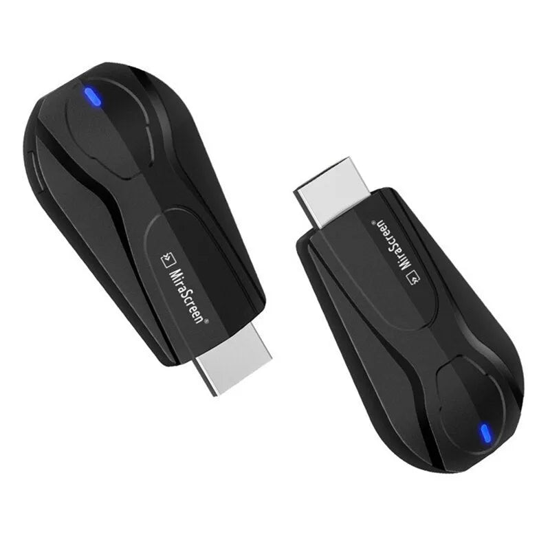 Black wireless screen player device for connecting smartphones to TVs via HDMI