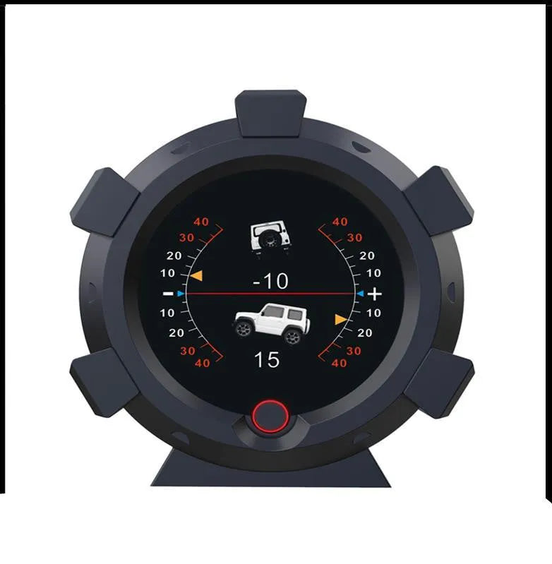 Car incline meter with altitude display showing slope angle, designed for off-road vehicle dashboard mounting OBD colour variant