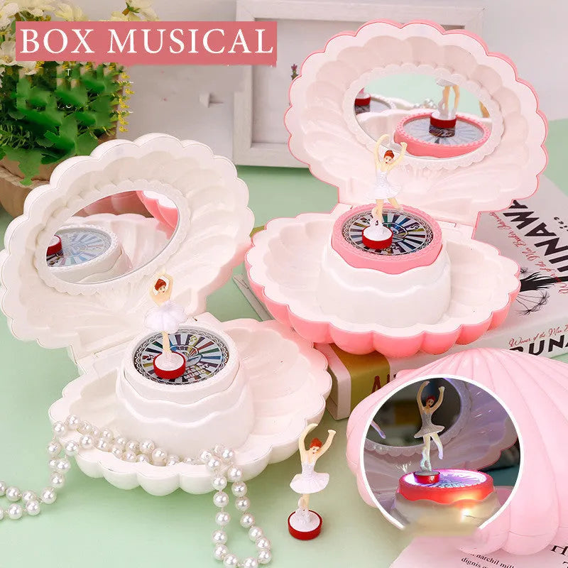 Shell ballet girl music box, plastic, 160x130x155mm, random colour, wind-up mechanism