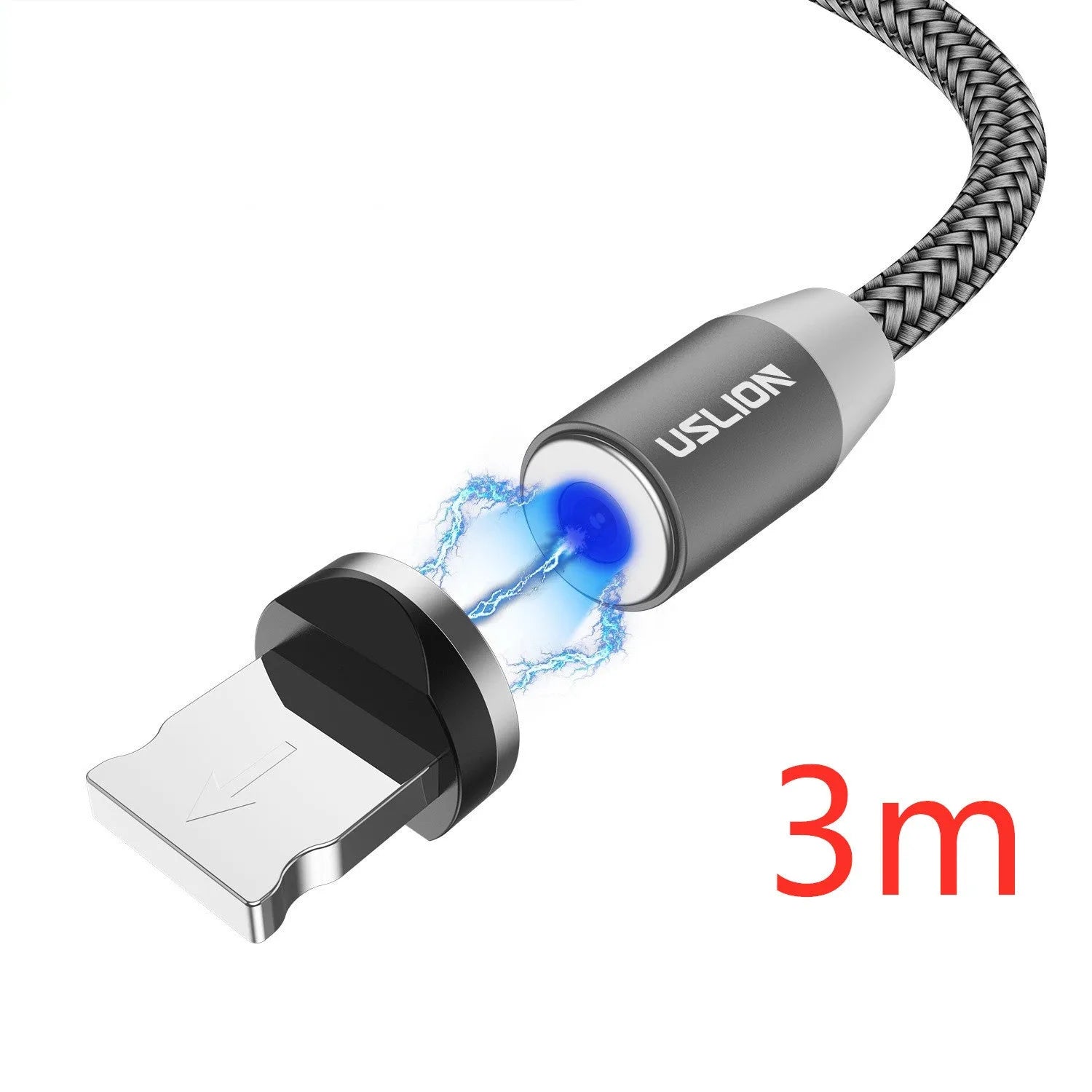 USLION circular magnetic charging cable with aluminium alloy housing and LED indicator
