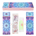 DIY diamond painting kit with PU leather wristlet bag and colourful resin rhinestones for crafting.