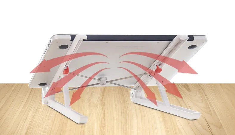 White aluminium laptop stand for Apple MacBook with folding design