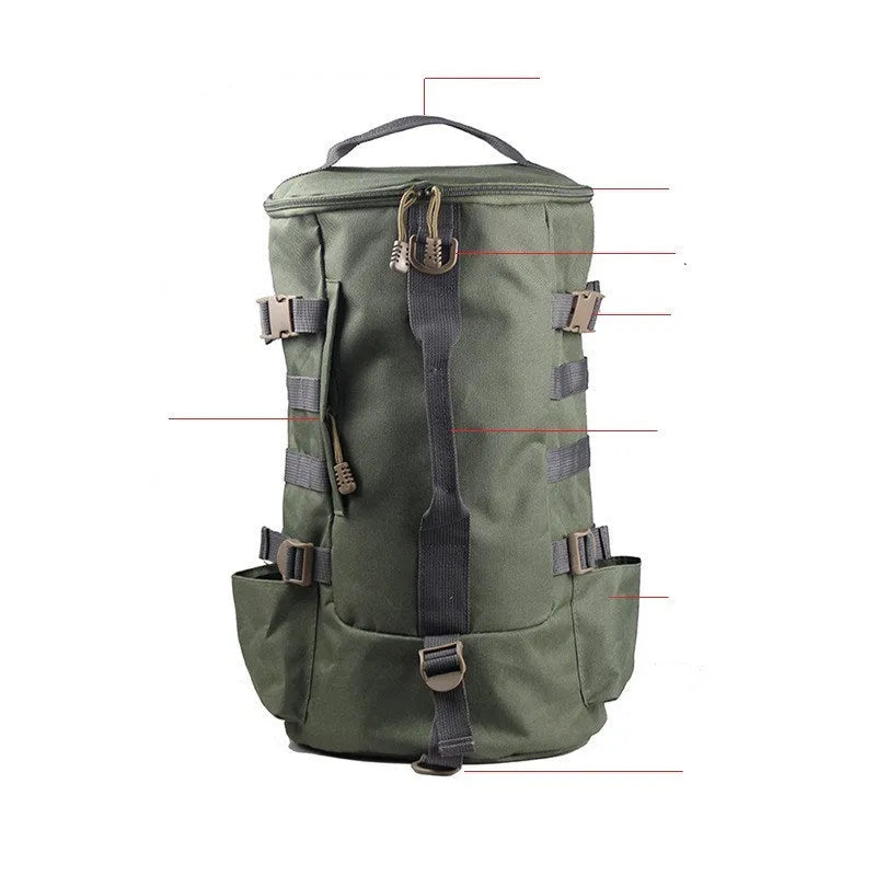 Multi-functional nylon river fishing rod bag in black or army green for bait, line, rod and wheel storage
