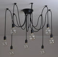 Loft wind iron chandelier with multiple heads and remote control for indoor ceiling installation