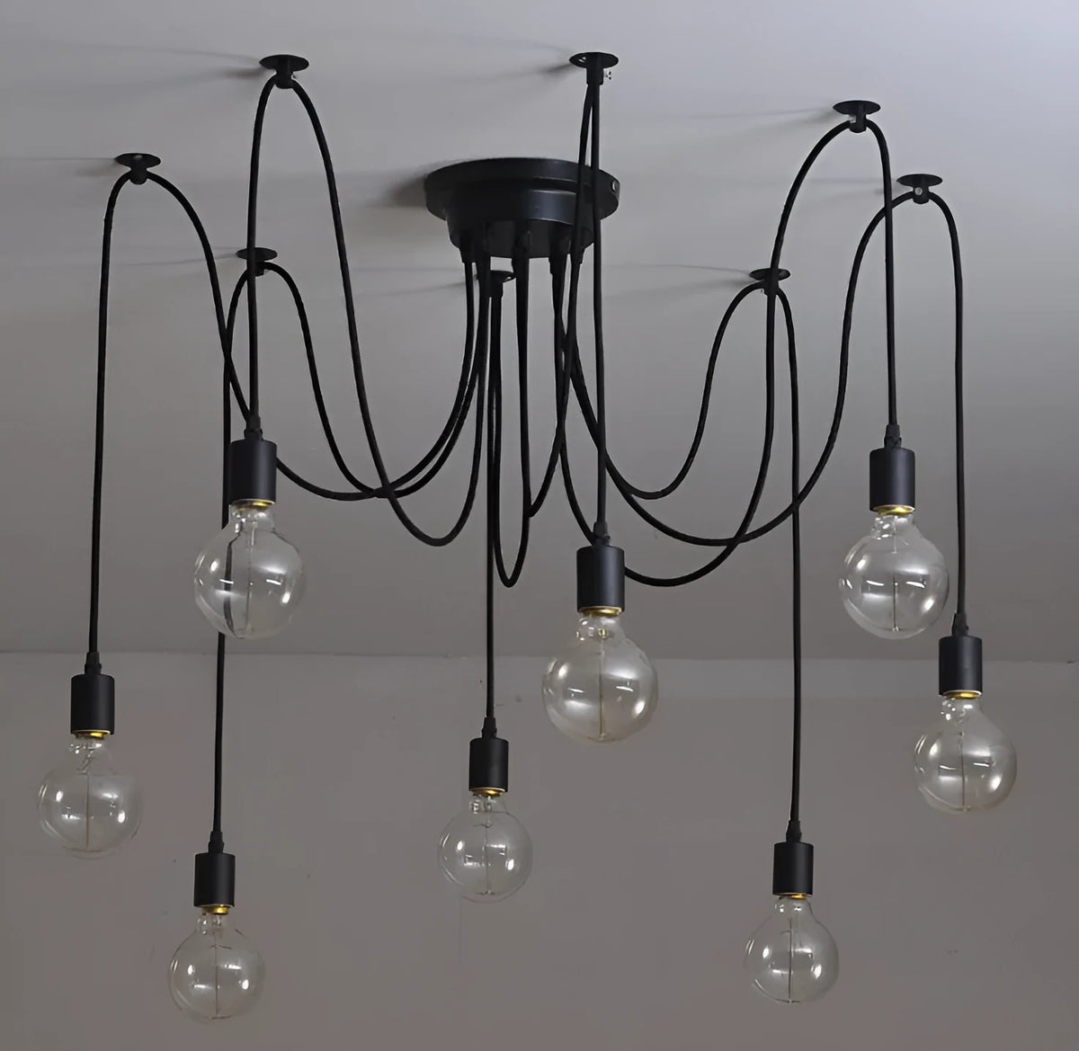 Loft wind iron chandelier with multiple heads and remote control for indoor ceiling installation
