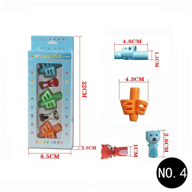 Cartoon children pen holder with soft rubber grip for correcting writing posture