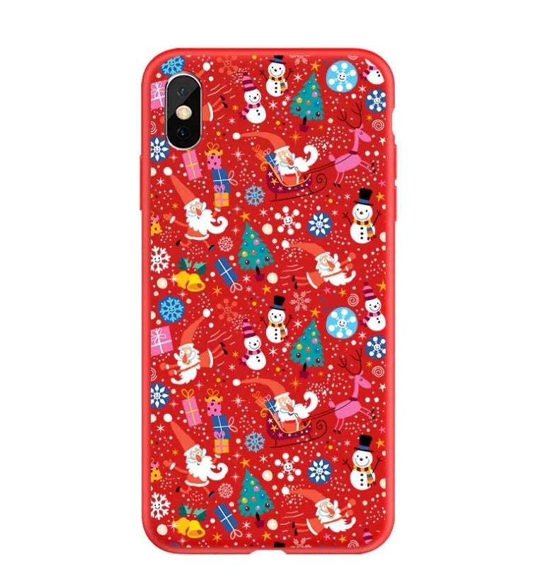 Painted Christmas design on a back cover phone case for iPhone.