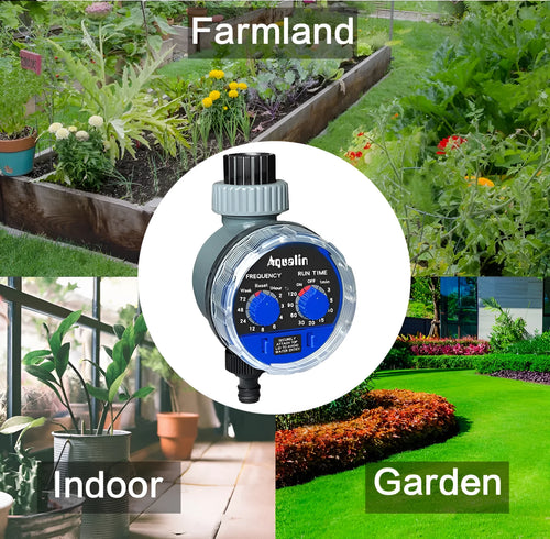 Automatic battery-operated watering timer device with faucet connection for plant irrigation