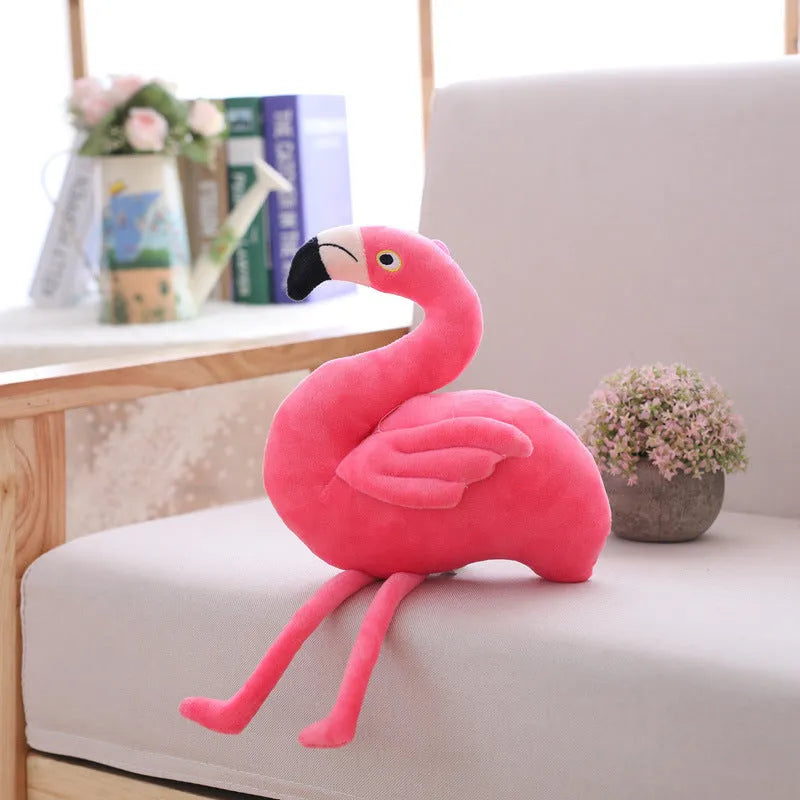 Pink flamingo plush toy made of short plush fabric with PP cotton filling, 24cm full length
