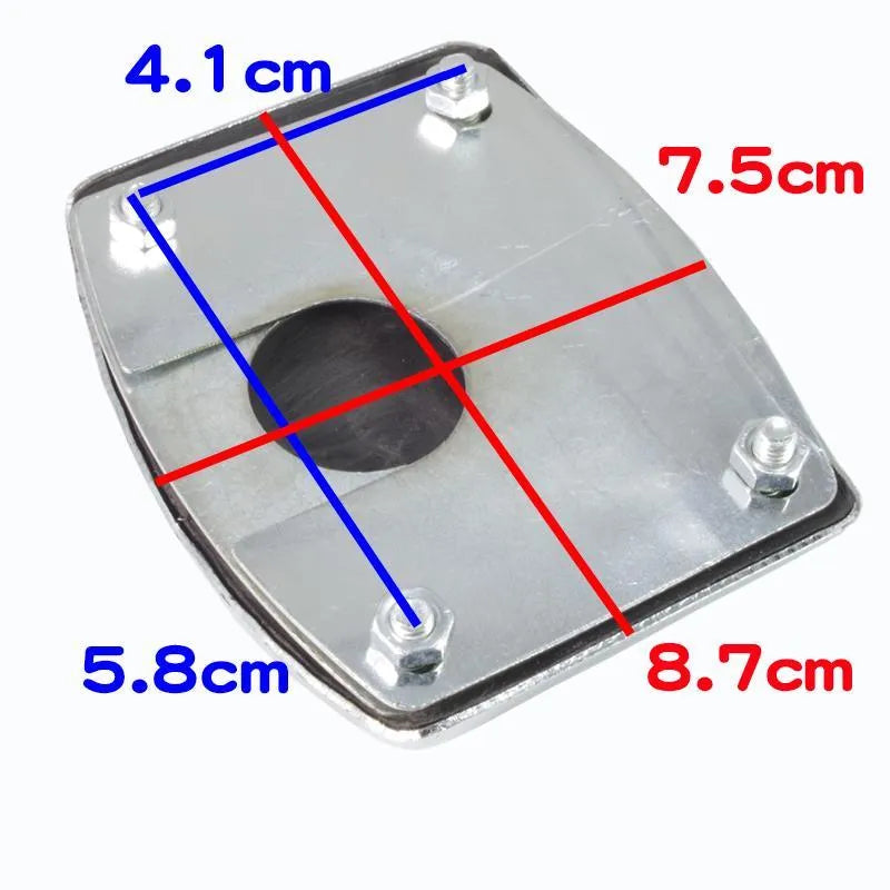 Metal motorcycle brake pedal skid plate with universal fit for scooters and bikes