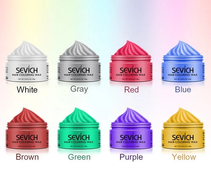 100g disposable hair cream coloured wax in various shades including black, blue, brown, and gray
