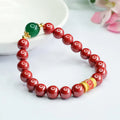 Emperor sandstone cinnabar bracelet with six-word Buddhist motto on adjustable band